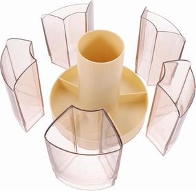 PartyKindom Vanity Makeup Brush Holder Organizer Makeup Brush Storage Box 6 Sections for Cosmetics