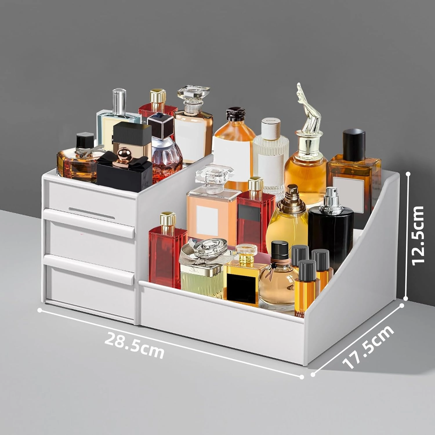Perfume Organizer for Women, Makeup Organizer with Drawers, Vanity Display for Dresser, Skincare & Cosmetic Storage, Bathroom Counter Organizer, Gifts for Her (Blue)