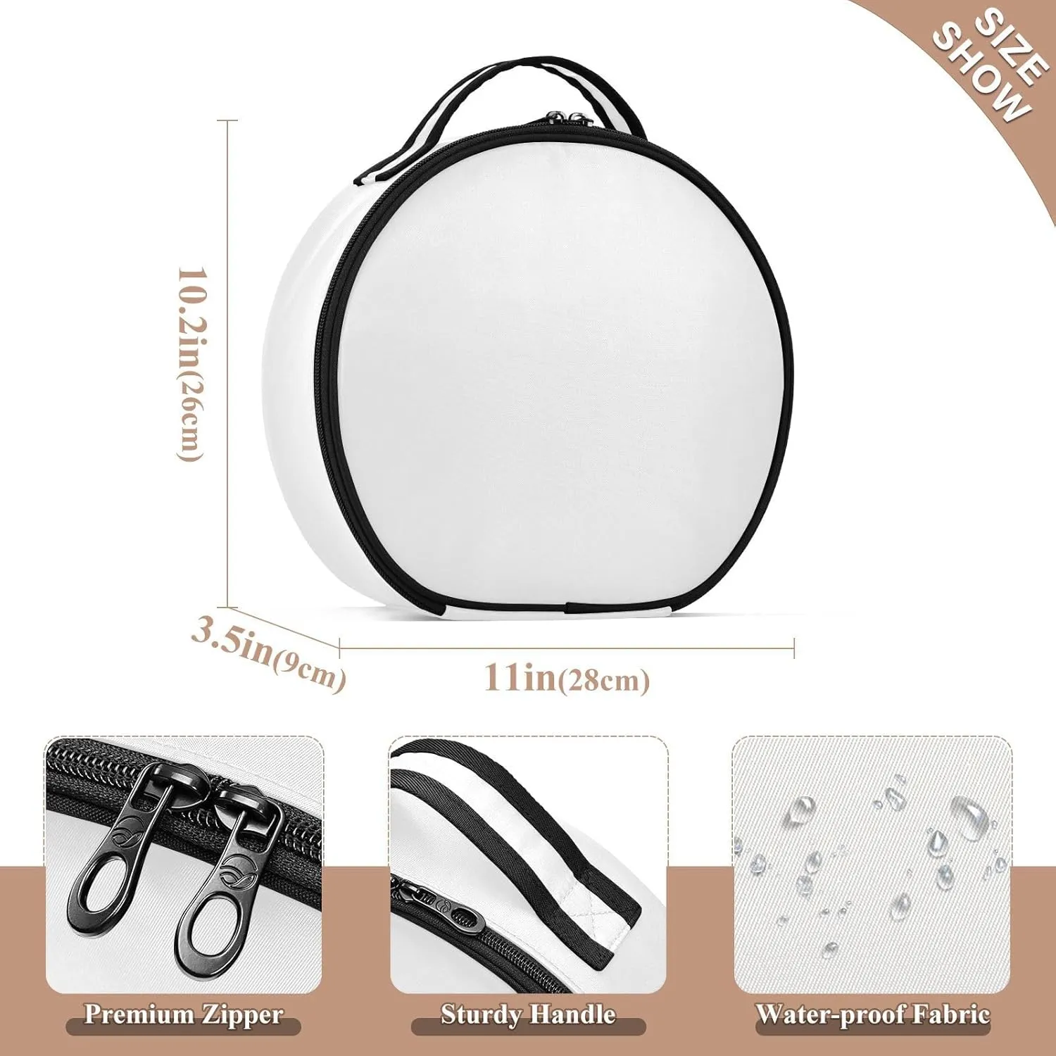 Personalized Makeup Organizer Bag Aquamarine Blue Green Solid Travel Round Cosmetic Bag Portable Storage Case for Women