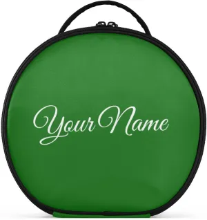 Personalized Makeup Organizer Bag Dark Green Solid Travel Round Cosmetic Bag Portable Storage Case for Women