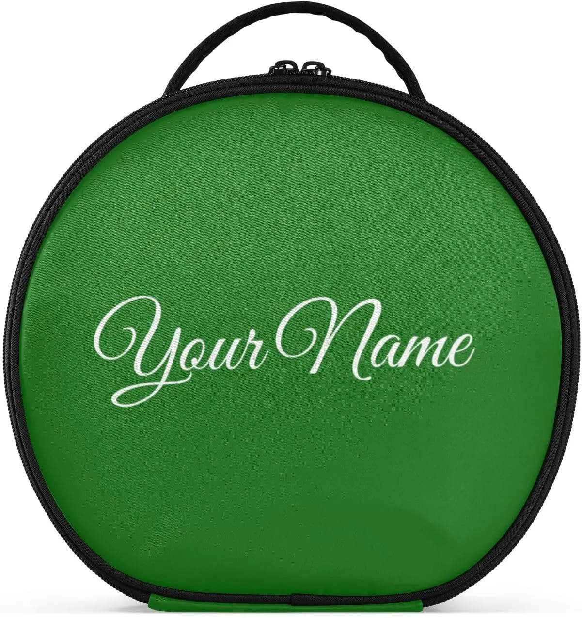 Personalized Makeup Organizer Bag Dark Green Solid Travel Round Cosmetic Bag Portable Storage Case for Women