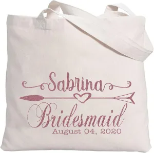 Personalized Tote Bag for Bridesmaids Wedding Customized Bachelorette Party Bag Set of 6, 8, 10, 12