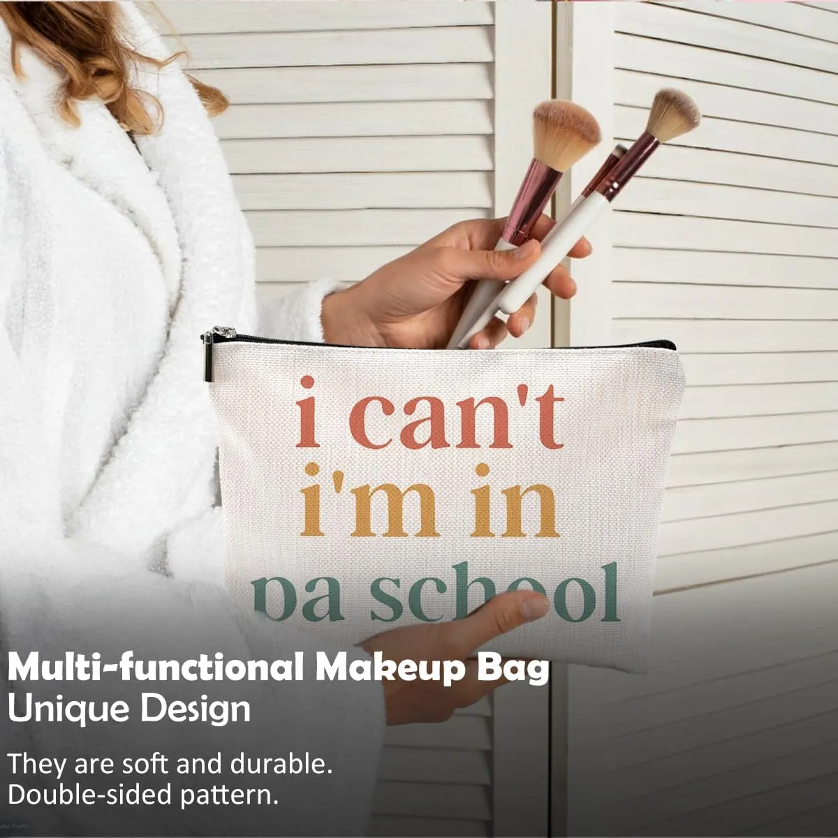 Physician Assistant Gifts for Women, Physician Assistant Makeup Bag, Physician Assistant PA Week Gifts, Medical Assistant Gifts, I Can't I'm in PA School Funny Cosmetic Bag Toiletry Bag