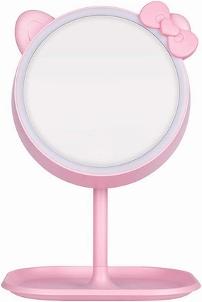 Pink Cat Makeup Mirror with Led Mirrors Standing Mirror Touch Screen Vanity Mirror Adjustable Light Desk Cosmetic Mirrors (Color : Single Color)