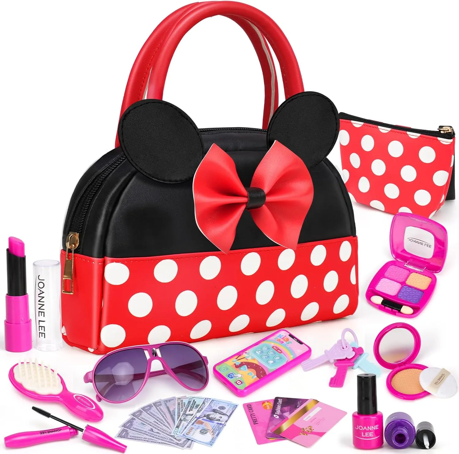 Play Purse for Little Girls, Toddler Purse Set 3 4 5 6 7 8 Year Old, Toy Purse for Girl, Purse for Pretend Play with Accessories, Play Purse for Toddlers, Kid Purses Age 4-6