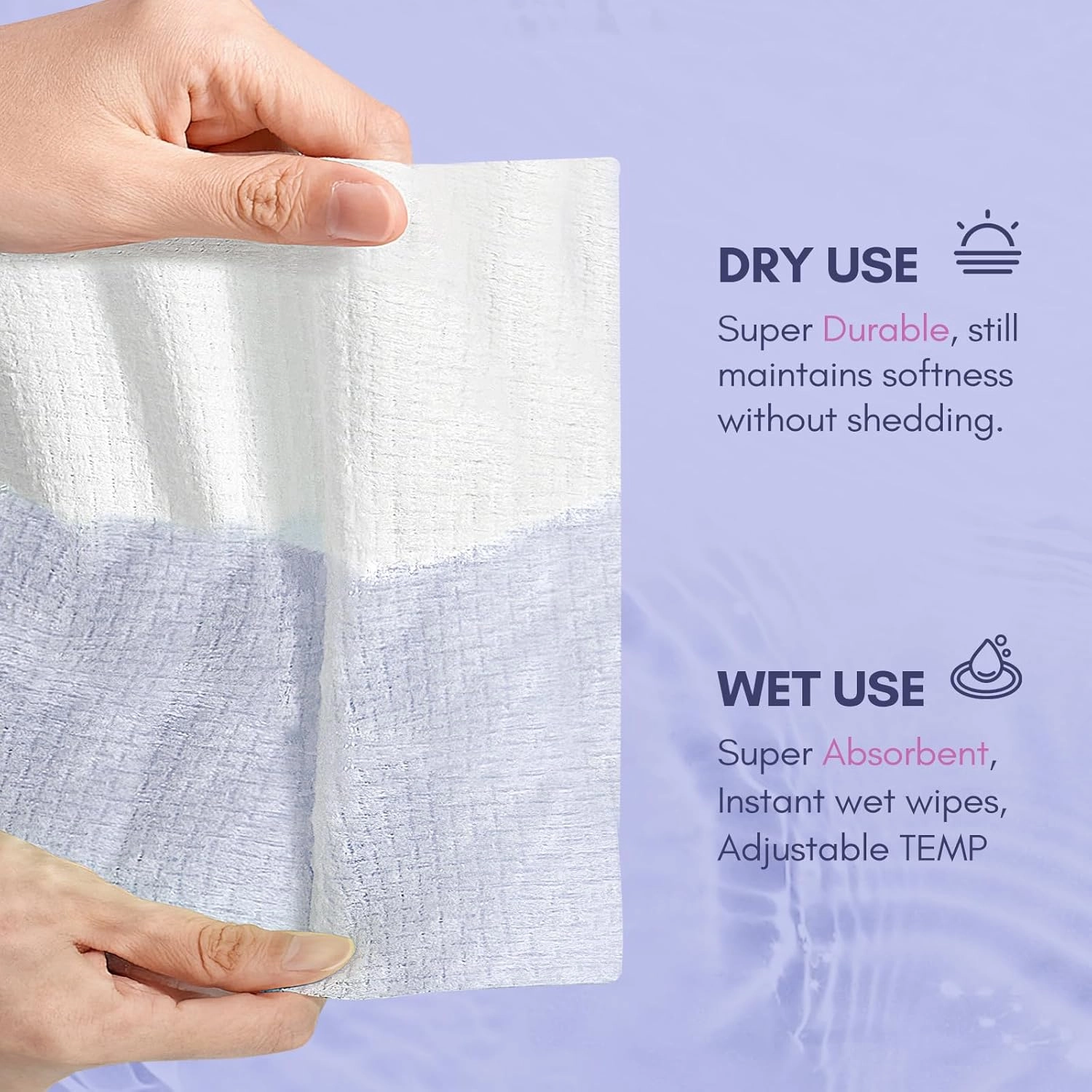 PoeticEHome Extra Thick Face Towels Disposable | Cotton Soft Dry Wipes Biodegradable for Facial Cleansing & Makeup Remover (4 Pack)