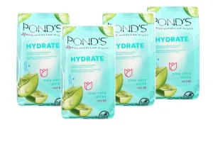 Pond's Vitamin Micellar Makeup Wipes Hydrating Aloe Vera Daily Face Wipes Waterproof Makeup, 15 Count, 4 Pack