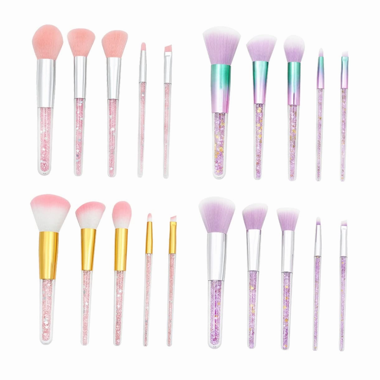 Practical 5-piece Makeup Brush Set Cosmetics Brush Kit Powder Brush Suits for Foundation Eyebrow