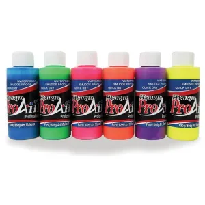 ProAiir Face and Body Painting Makeup - 6 UV/Fluorescent Colors - 4.2 oz (120ml) Multicolor
