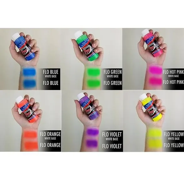 ProAiir Face and Body Painting Makeup - 6 UV/Fluorescent Colors - 4.2 oz (120ml) Multicolor