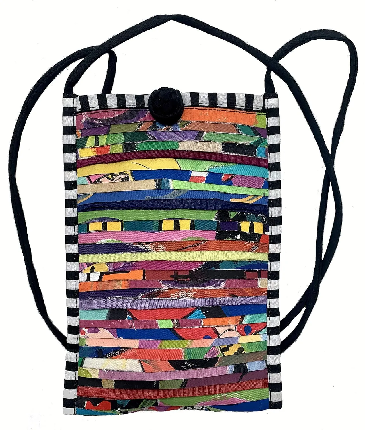 Recycled Cross Body Cell Phone Cotton Pleated Ribbon Collage Bag - LRW DESIGNS