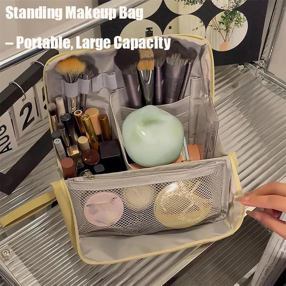 Relevanton Standing Makeup Bag,Stand Up Makeup Bag,Vertical Makeup Organizer Bag,Doresty Standing Make Up Bag Portable, Large Capacity (#5)