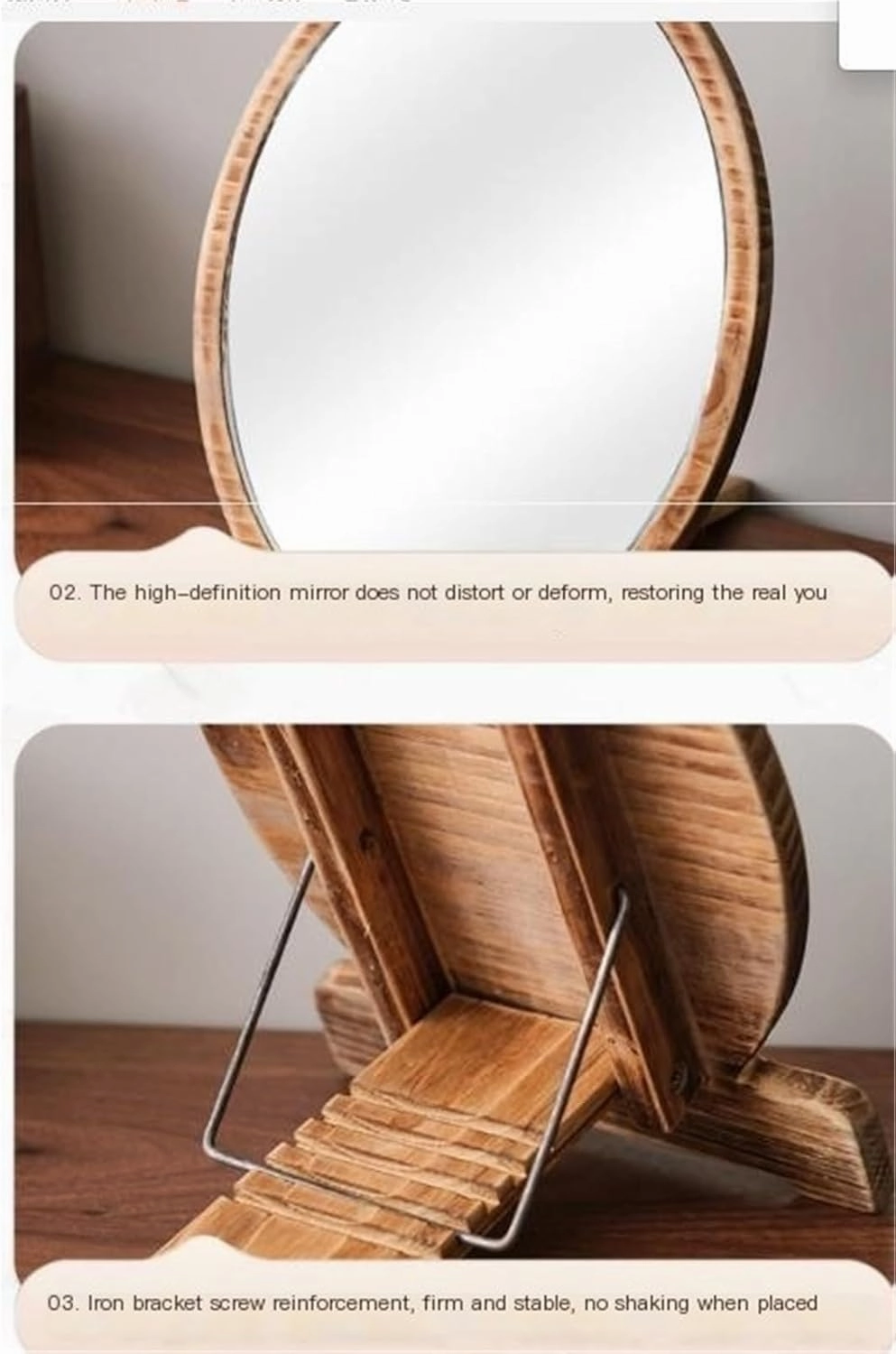 Retro Mirror Makeup Mirror Dormitory Bedroom Desktop High-Definition Desktop Makeup Mirror Rotatable