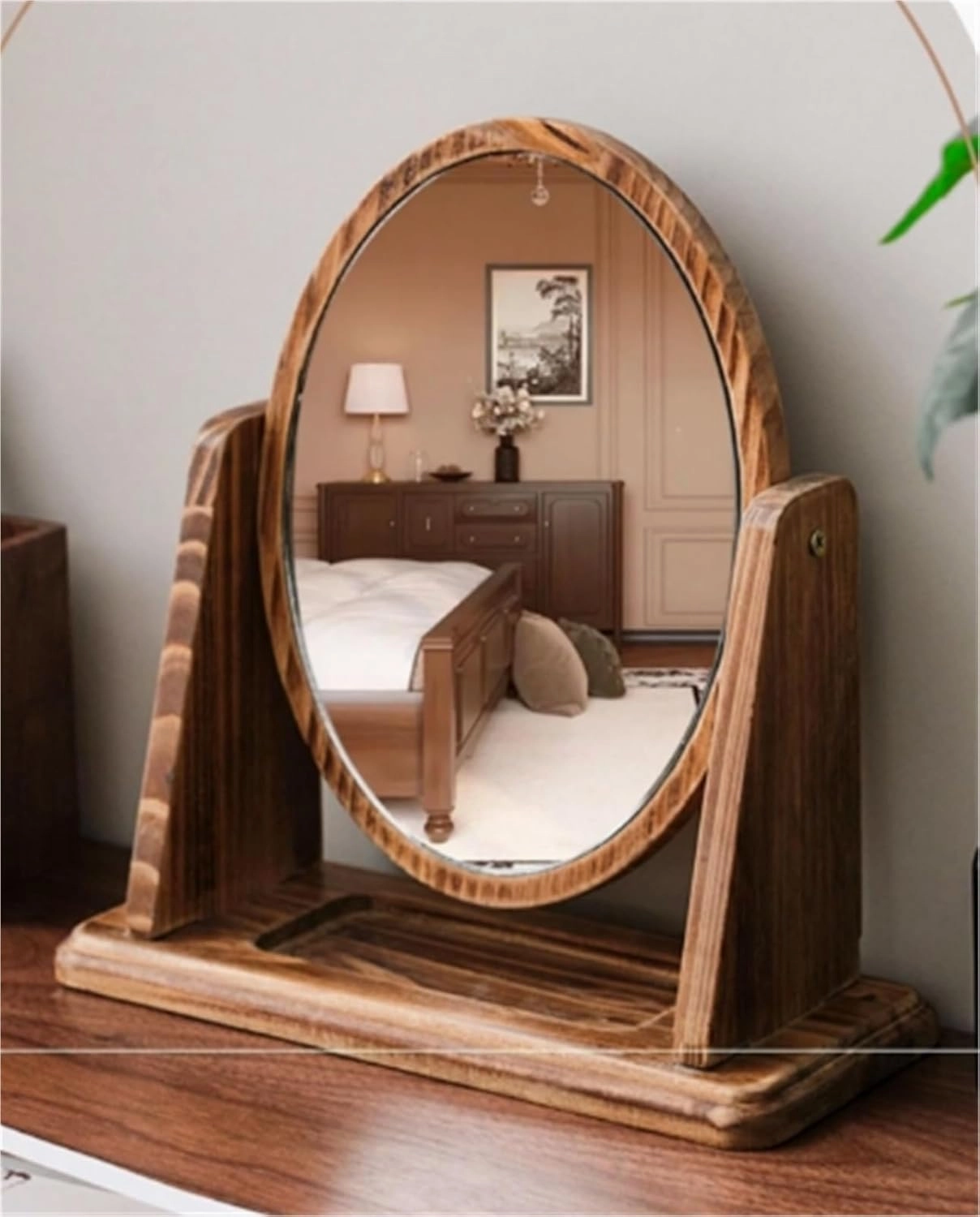 Retro Mirror Makeup Mirror Dormitory Bedroom Desktop High-Definition Desktop Makeup Mirror Rotatable