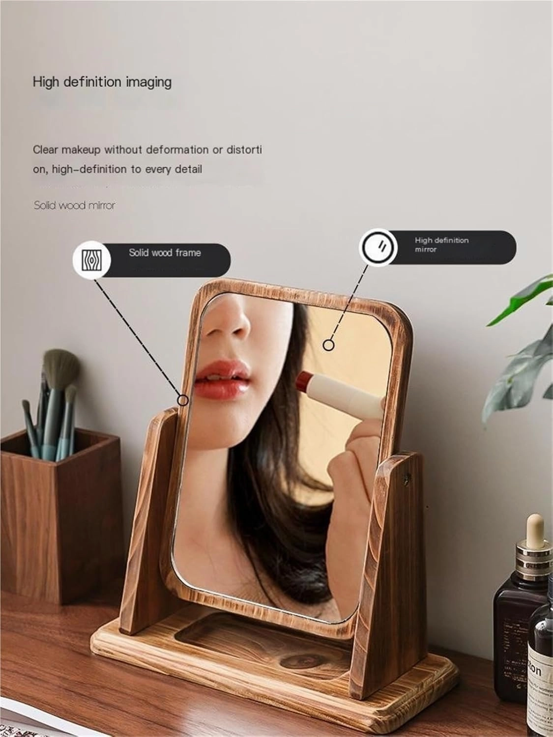 Retro Mirror Makeup Mirror Dormitory Bedroom Desktop High-Definition Desktop Makeup Mirror Rotatable