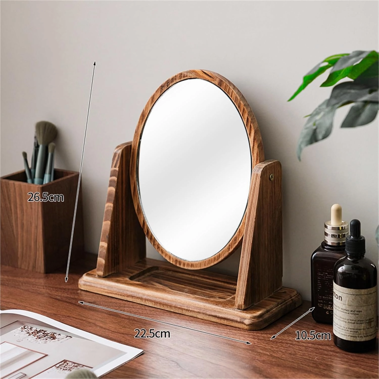 Retro Mirror Makeup Mirror Dormitory Bedroom Desktop High-Definition Desktop Makeup Mirror Rotatable