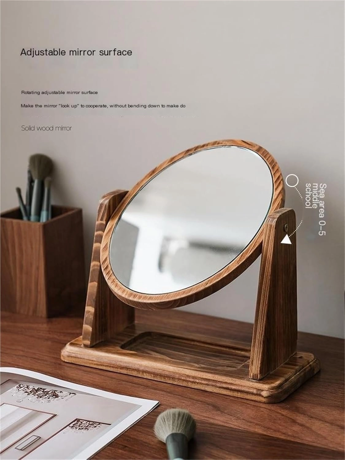 Retro Mirror Makeup Mirror Dormitory Bedroom Desktop High-Definition Desktop Makeup Mirror Rotatable