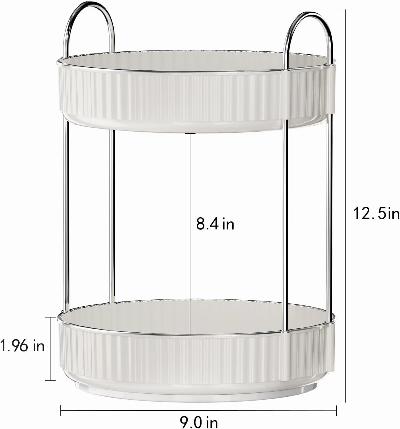 Rotating Makeup Organizer for Vanity, 2 Tier High-Capacity Skincare & Makeup Storage, Perfume Organizer, Cosmetic Dresser, Countertop 360 Spinning