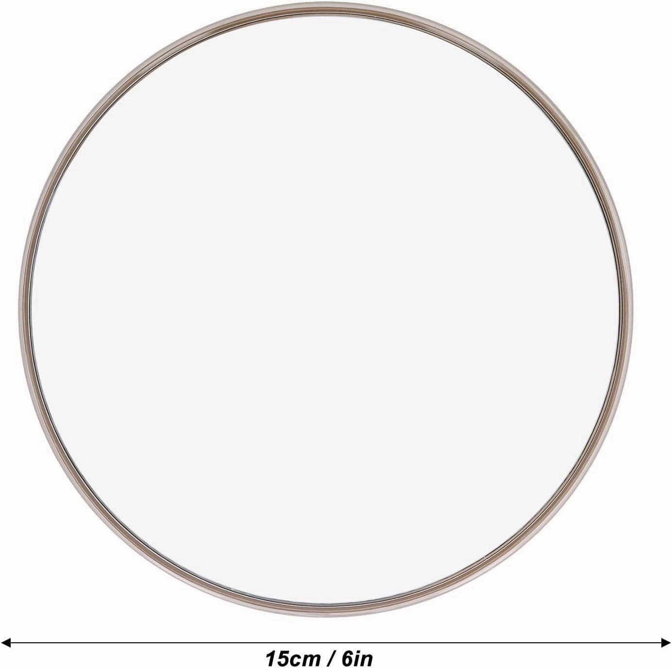 Round Stick-On Convex Mirror，30X Magnifying Mirror with Suction Cup, 6 Inch Round Makeup Mirror with 30X Magnification, Compact Makeup Magnifying Mirror,Silver