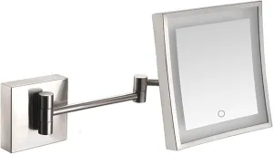 Screen Touch Dimming Makeup Mirror with Lights and 3X Magnification Square LED Wall Mounted Bathroom Vanity Mirror Rotable Extendable Shaving Mirror Gold Hardwired (Color : Black Size : Hardwir ( Colo