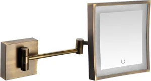 Screen Touch Dimming Makeup Mirror with Lights and 3X Magnification Square LED Wall Mounted Bathroom Vanity Mirror Rotable Extendable Shaving Mirror Gold Hardwired (Color : Black Size : Hardwir ( Colo