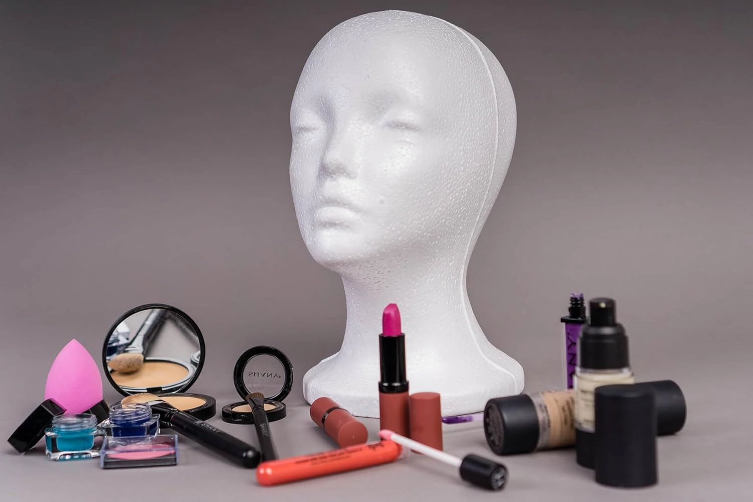 SHANY Styrofoam Model Heads ,Hat Wig Foam Mannequin Female Wig Head Stand ,Mannequin Head for wigs , Wig Holder - Round Base , 11 Inches Female Mannequin Head - Half Dozen - 6 Pieces
