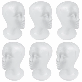 SHANY Styrofoam Model Heads ,Hat Wig Foam Mannequin Female Wig Head Stand ,Mannequin Head for wigs , Wig Holder - Round Base , 11 Inches Female Mannequin Head - Half Dozen - 6 Pieces