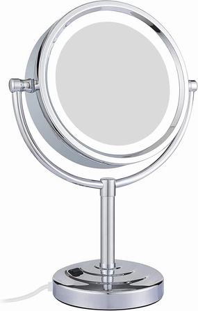 SHAUNI Makeup Mirror with Light and Magnification, 8 Inch Double Sided Standing LED Chrome Vanity Mirrors, Countertop Cosmetic Vanity Mirrors,5X ( Color : 10x )
