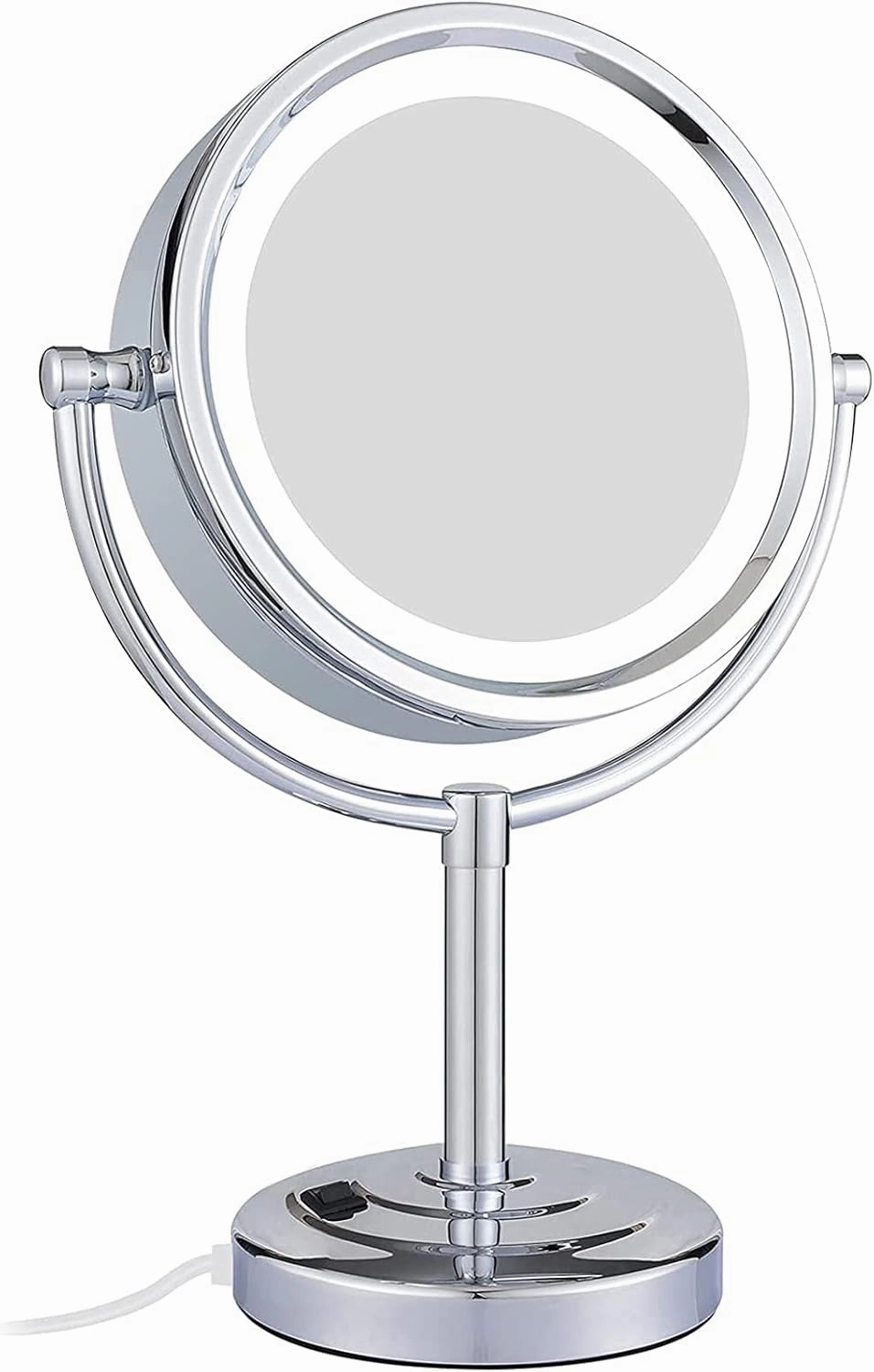 SHAUNI Makeup Mirror with Light and Magnification, 8 Inch Double Sided Standing LED Chrome Vanity Mirrors, Countertop Cosmetic Vanity Mirrors,5X ( Color : 10x )