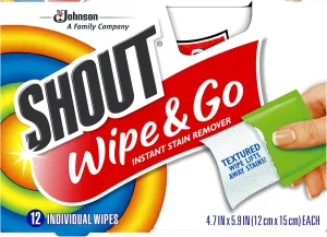 Shout Wipes - Portable Stain Treater Towelettes - (6- Pack,72 Wipes Count)