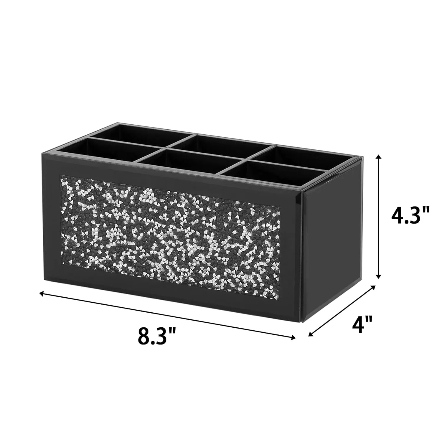 SHYFOY Black Makeup Brush Holder Organizer, 6 Slots Glass Makeup Cosmetics Organizers and Storage for Vanity Countertop