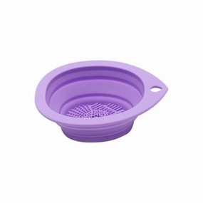 Silicone Makeup Brush Cleaner Foldable Cosmetic Brush Cleaning Bowl Powder Puff Beauty Sponge Washing Mat Brushes Scrubber Pad(Light purple)