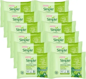 Simple Kind to Skin Cleansing Facial Wipes, 25 Count (Pack of 6)