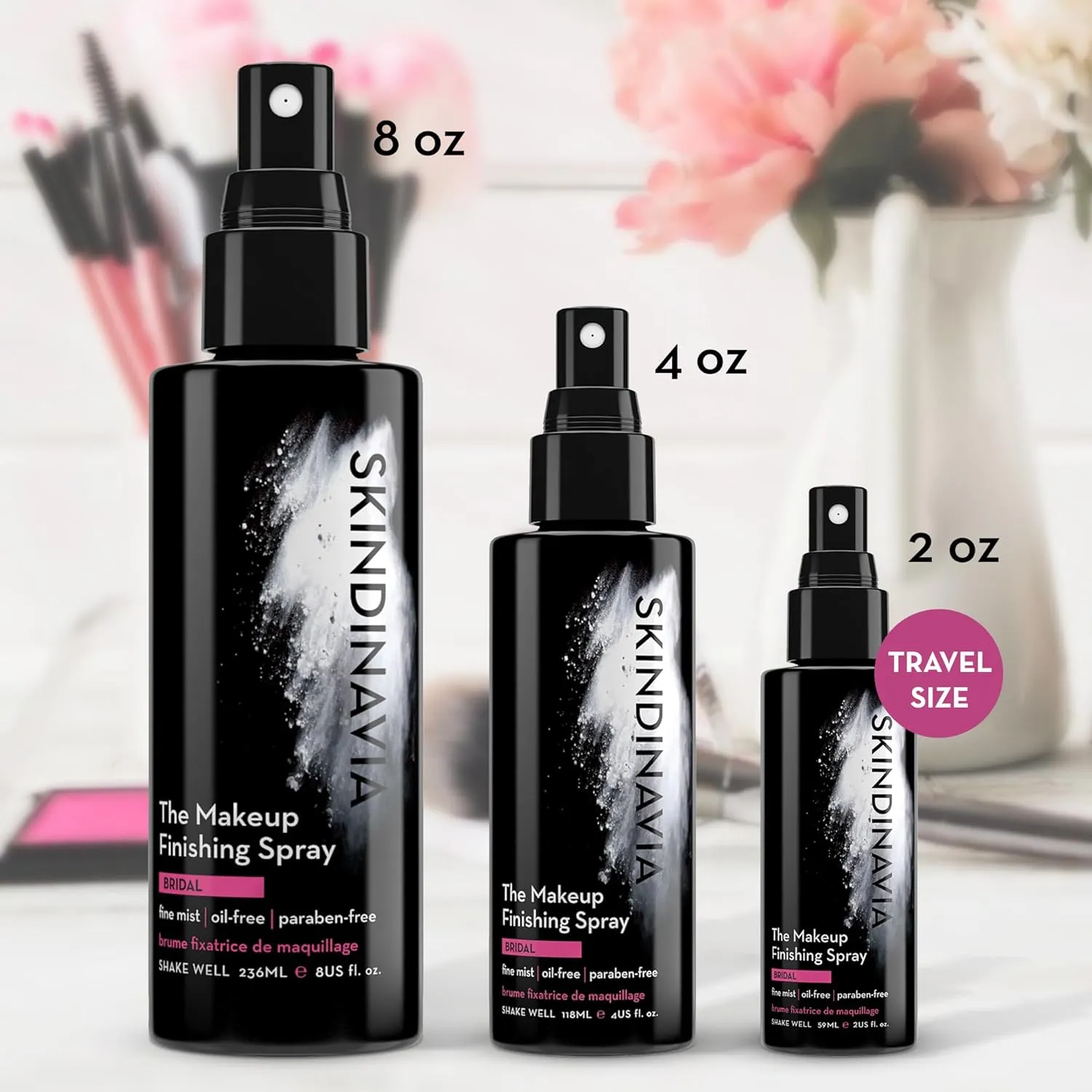 Skindinavia The Makeup Finishing Spray, Bridal Makeup Setting Spray, All-Day Wear, Long-Lasting Up to 16  Hours, Heat-Resistant & Waterproof, Wedding Day, Bridal Shower Gift, 4.0 Oz