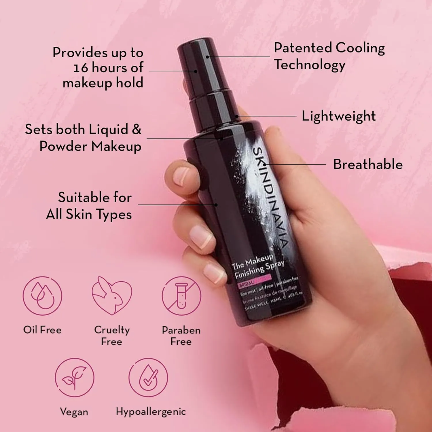Skindinavia The Makeup Finishing Spray, Bridal Makeup Setting Spray, All-Day Wear, Long-Lasting Up to 16  Hours, Heat-Resistant & Waterproof, Wedding Day, Bridal Shower Gift, 4.0 Oz