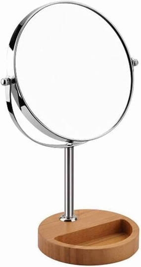 Small Mirror Makeup Vanity Mirror,Desktop Two-Sided Beauty Mirror 3X Magnification Cosmetic Mirror 360° Swivel Bathroom Mirror Makeup Mirror (Color : Silver, Size : 6inch)