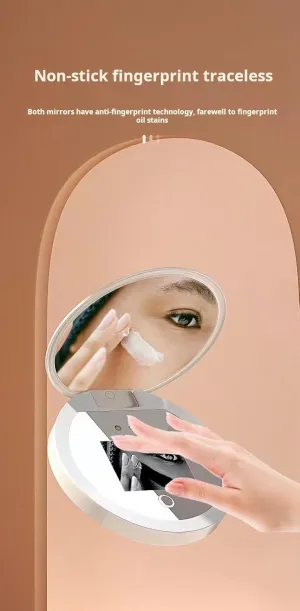 Smart sunscreen makeup mirror Handheld led beauty makeup mirror portable charging eye protection, Beige White, YSL010