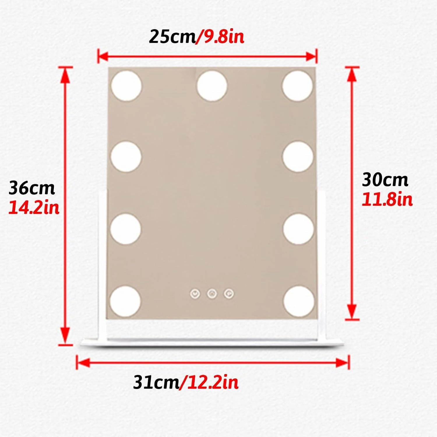 Smart Makeup Vanity Mirror with Dimmable LED Bulbs, Light Up Mirror for Dressing Table Bathroom Desk, 360° Rotation Hollywood Mirror(Black,25x30cmcm/9.8x11.8in)