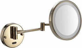 Smart Sensor Makeup Mirror with Lights and 10X Magnification LED Wall Mounted Vanity Mirror Rotable Extendable Shaving Mirror Black Plug in (Color : Gold, S(Gold,Hardwired)