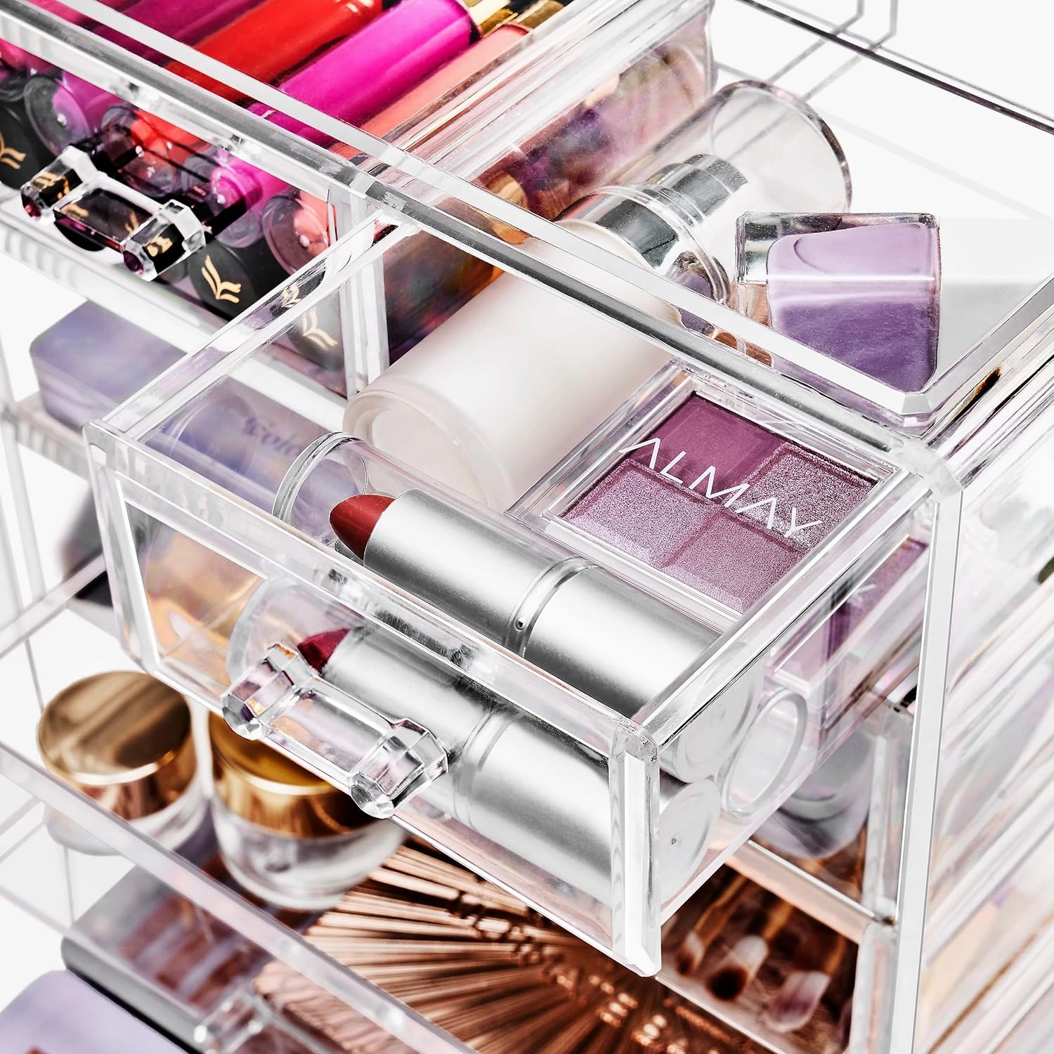 Sorbus Acrylic Makeup Organizer - Organization and Storage Case for Cosmetics Make Up & Jewelry - Big Clear Makeup Organizer for Vanity, Bathroom, College Dorm, Closet, Desk (4 Large, 2 Small Drawers)