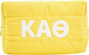 Sorority Shop Kappa Alpha Theta Makeup Bag - Puffer Style with Sorority Letters, Travel Cosmetic Bag with Zipper Closure, Perfect Kappa Alpha Theta Sorority Gifts for Women