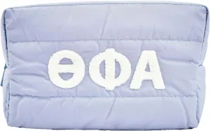 Sorority Shop Theta Phi Alpha Makeup Bag - Puffer Style with Sorority Letters, Travel Cosmetic Bag with Zipper Closure, Perfect Theta Phi Alpha Sorority Gifts for Women
