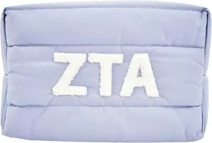 Sorority Shop Zeta Tau Alpha Makeup Bag - Puffer Style with Sorority Letters, Travel Cosmetic Bag with Zipper Closure, Perfect Zeta Tau Alpha Sorority Gifts for Women
