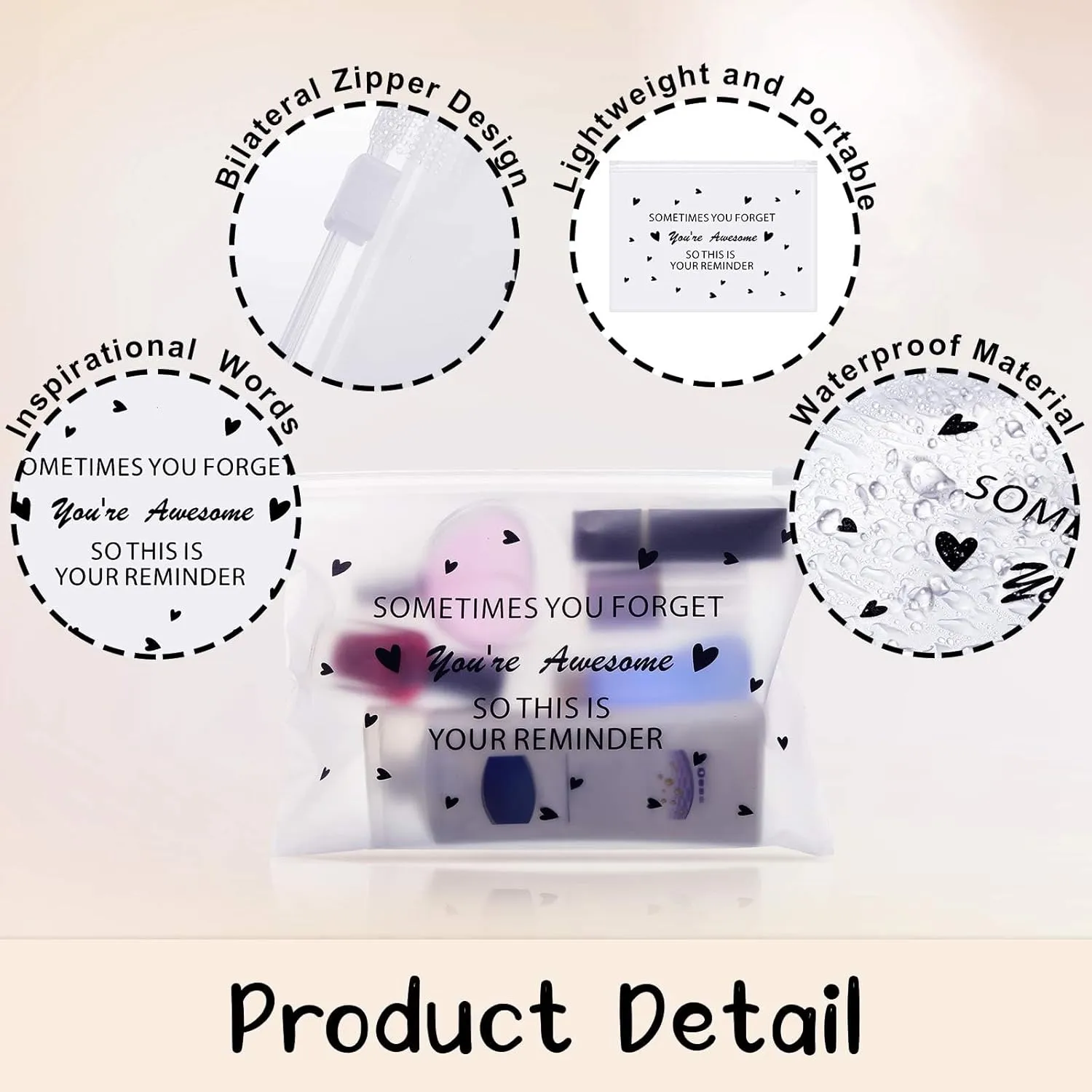 Sotiff 60 Pcs Inspirational Gifts for Women, Mother's Day Swag Bags Items, Bulk EVA Cosmetic Makeup Bag Employee Appreciation Gifts for Her Nurse Coworkers(Awesome/Loved,8 x 6 Inch)