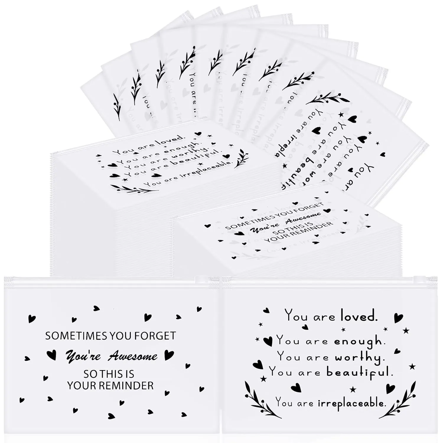 Sotiff 60 Pcs Inspirational Gifts for Women, Mother's Day Swag Bags Items, Bulk EVA Cosmetic Makeup Bag Employee Appreciation Gifts for Her Nurse Coworkers(Awesome/Loved,8 x 6 Inch)
