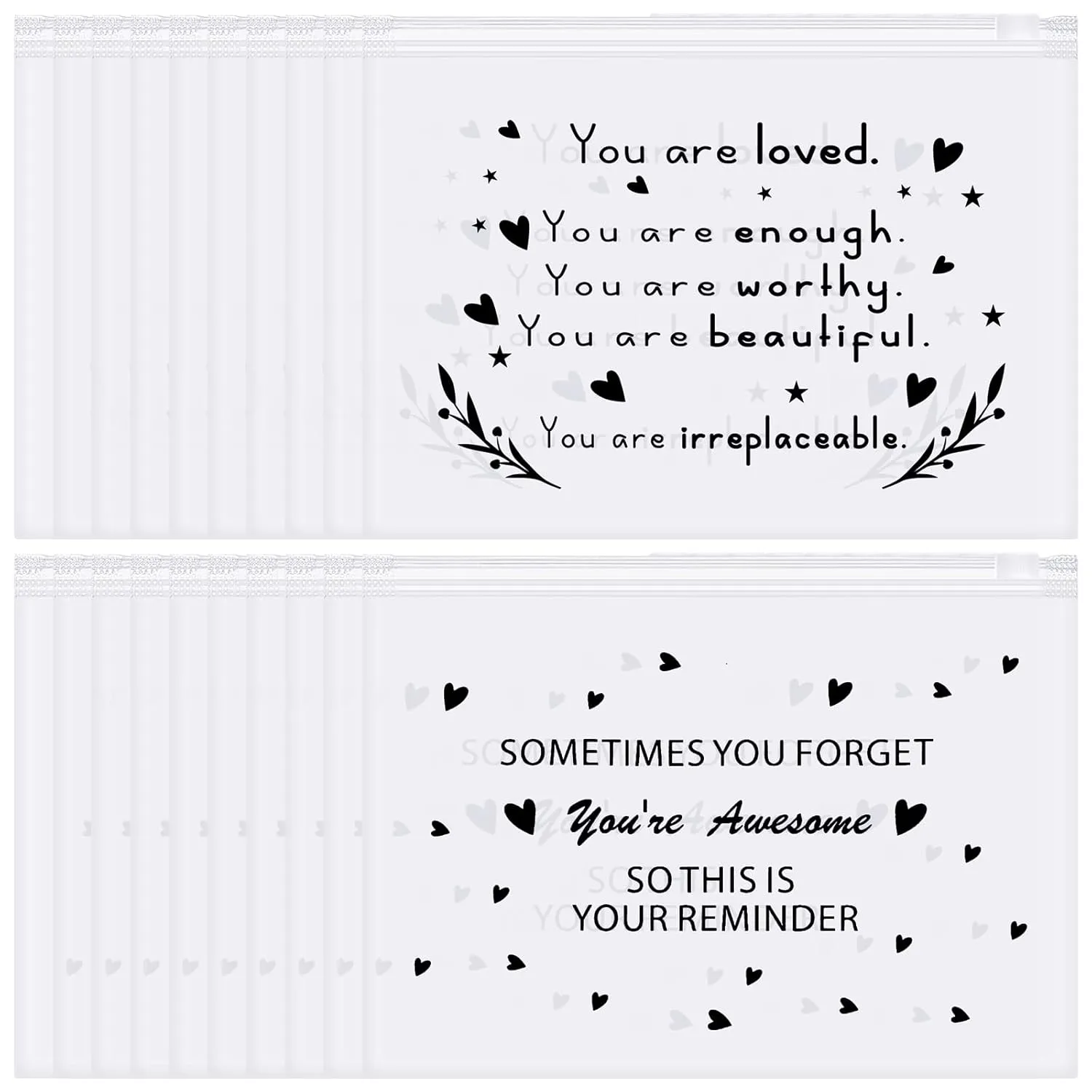 Sotiff 60 Pcs Inspirational Gifts for Women, Mother's Day Swag Bags Items, Bulk EVA Cosmetic Makeup Bag Employee Appreciation Gifts for Her Nurse Coworkers(Awesome/Loved,8 x 6 Inch)