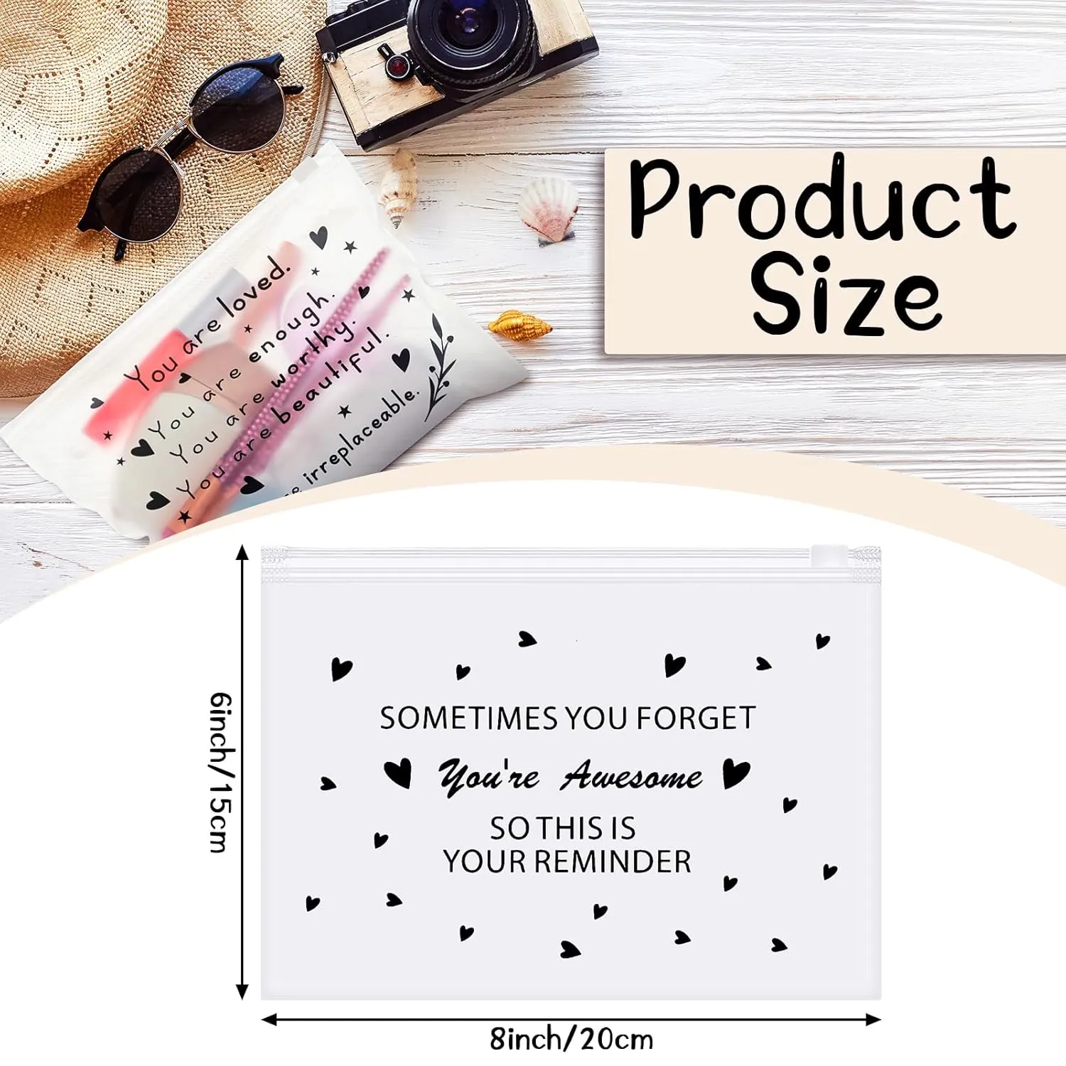 Sotiff 60 Pcs Inspirational Gifts for Women, Mother's Day Swag Bags Items, Bulk EVA Cosmetic Makeup Bag Employee Appreciation Gifts for Her Nurse Coworkers(Awesome/Loved,8 x 6 Inch)