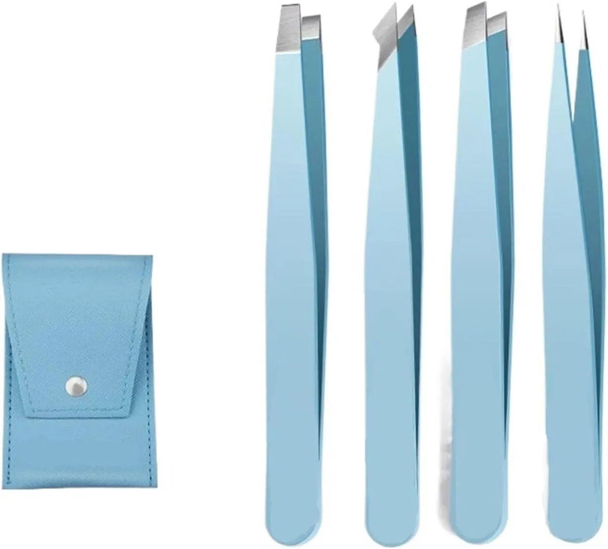 Stainless Steel Slanted Brow Clips Removal Makeup Tools(Blue 4 in 1)