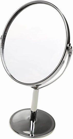 Stainless Steel Tabletop Cosmetic & Makeup Vanity - Double-Sided 2X Magnifying - 360 Degree Rotation