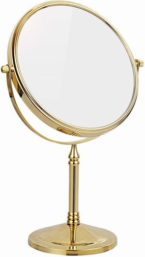 Standing Makeup Mirrors, 8 Inch Double Sided Brass Countertop Vanity Mirror with Magnifying, Tabletop Rotatable Shaving Mirrors,d,7X